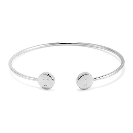 925 Sterling Silver Personalized Engraved Double Signet Cuff - onlyone