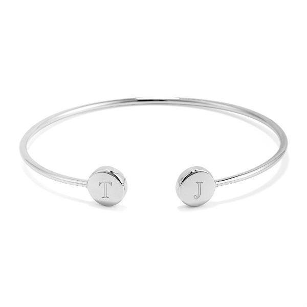 925 Sterling Silver Personalized Engraved Double Signet Cuff - onlyone