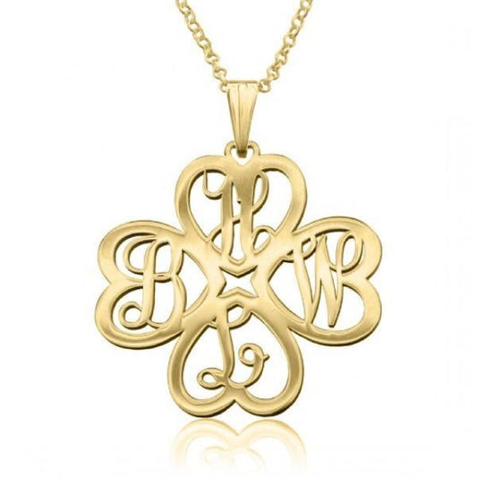 925 Sterling Silver Initial Monogram Necklace - onlyone