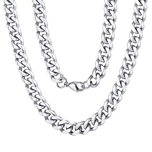 Collier chaîne gourmette cubaine en argent sterling Collier chaîne en or gourmette concave à maillons cubains