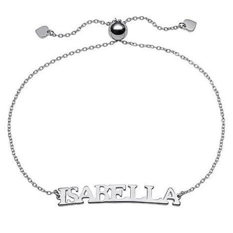 925 Sterling Silver Personalized Uppercase Name Bracelet - onlyone