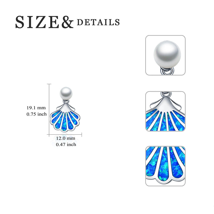 925 Sterling Silver Blue Opal Shell Earrings - onlyone