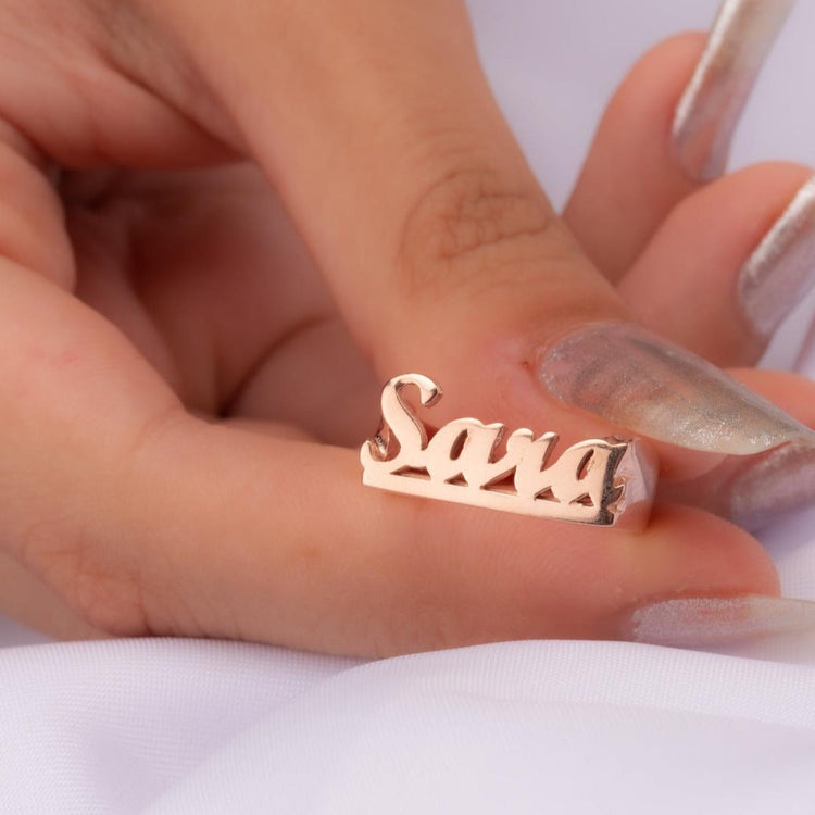 925 Sterling Silver Personalized Name Ring In Cursive Font