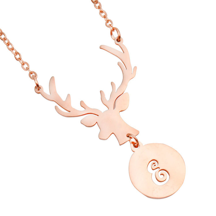 925 Sterling Silver Deer Antler Initial Monogram Name Necklace