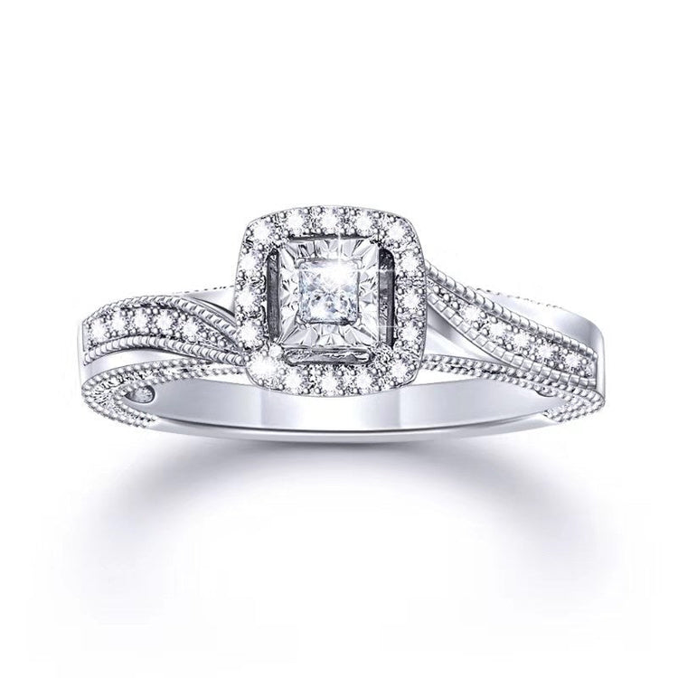 14K Princess-cut Total Weight 0.2 Carat Diamond Ring - onlyone