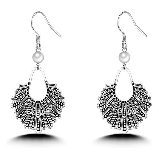 925 Sterling Silver Dissent Collar Earrings With Pearl