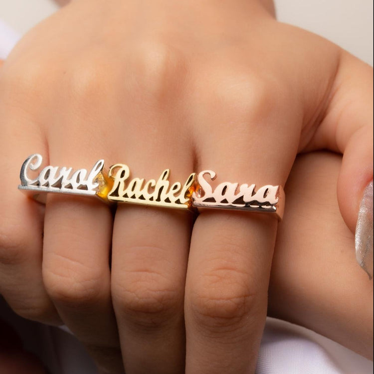 925 Sterling Silver Personalized Name Ring In Cursive Font