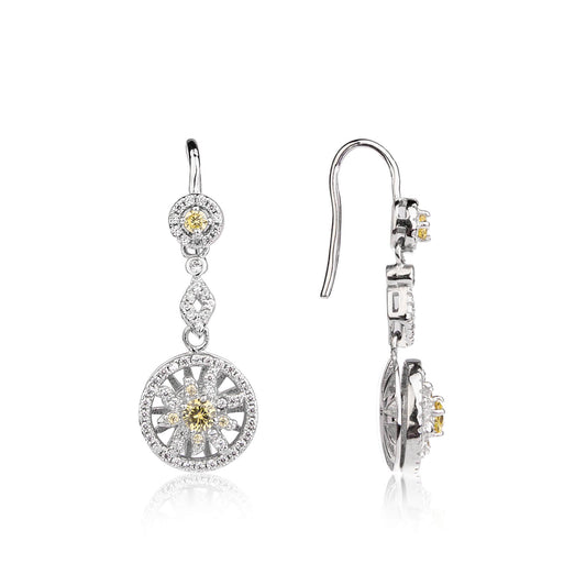 925 Sterling Silver Earrings With Rotating Inlay 3A Zirconia Snowflake Pendant - onlyone