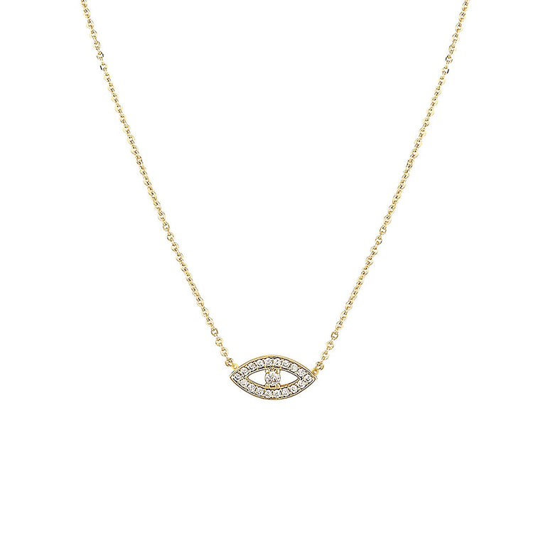 925 Sterling Silver Zirconia Evil Eye Dainty Necklace