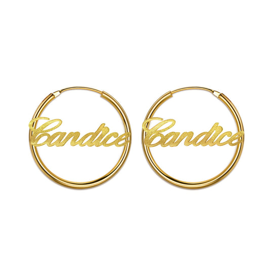 925 Sterling Silver Custom Hoop Diamond Name Earrings