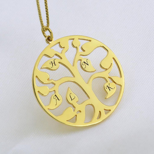 925 Sterling Silver Tree Of Life With Initial Engraved Necklace Gift For Mom - Only One