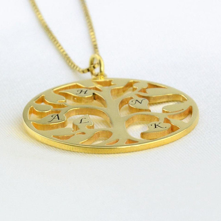 925 Sterling Silver Tree Of Life With Initial Engraved Necklace Gift For Mom - Only One