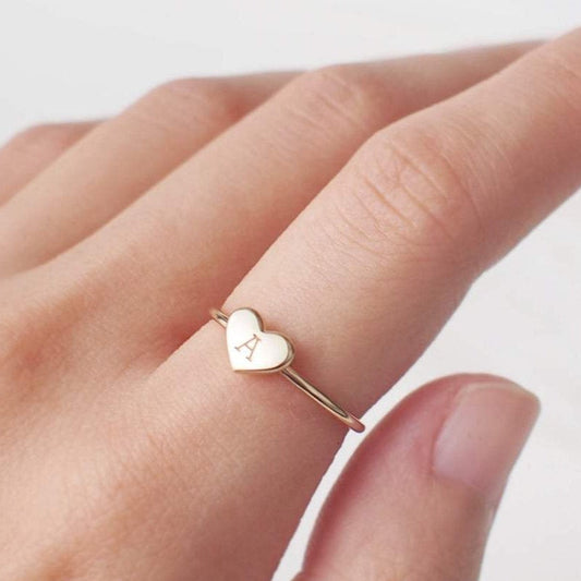 925 Sterling Silver Personalized Heart Ring 18K Gold Plated