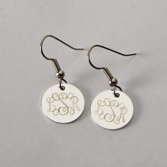 925 Sterling Silver Personalized Engraved Monogram Earrings - onlyone