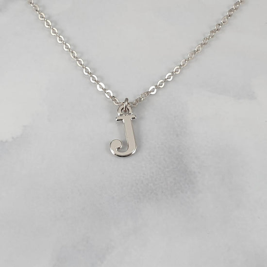 925 Sterling Silver Big Capital Letter Initial Necklace - onlyone