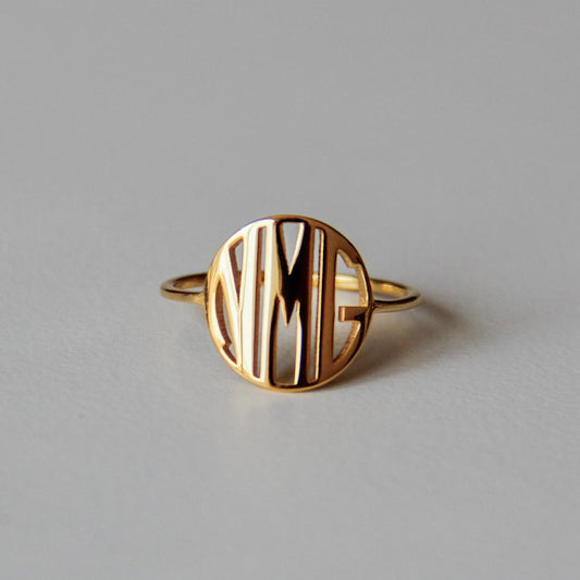 925 Sterling Silver Custom Monogram Ring