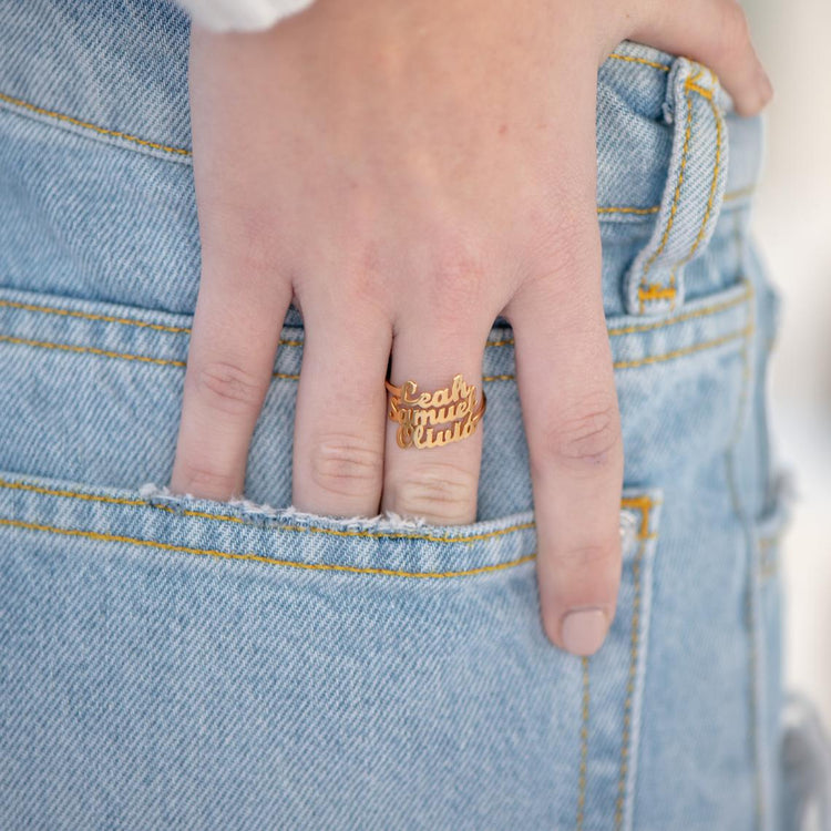 925 Sterling Silver Personalized Multi Name Ring