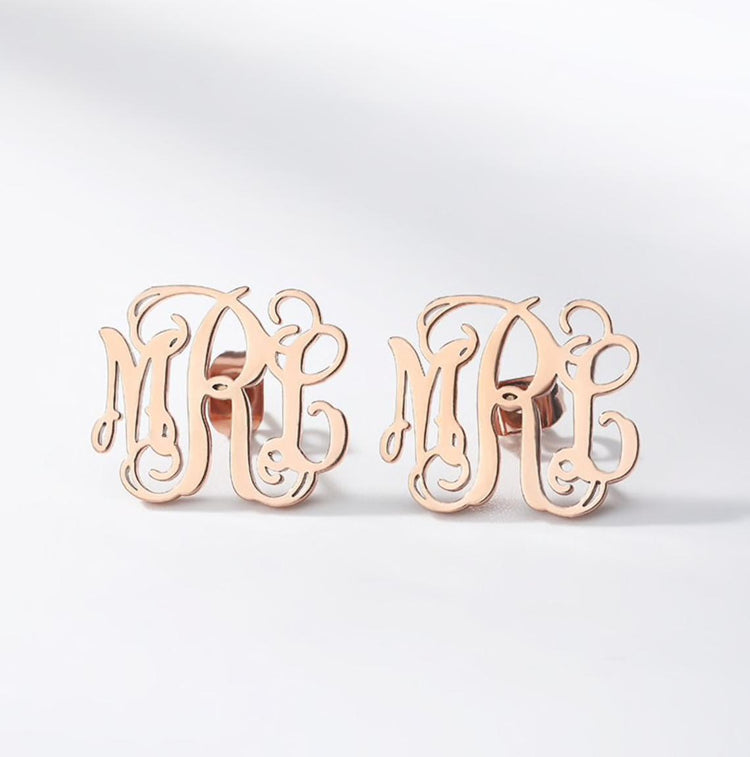 925 Sterling Silver Personalized Monogram Earrings