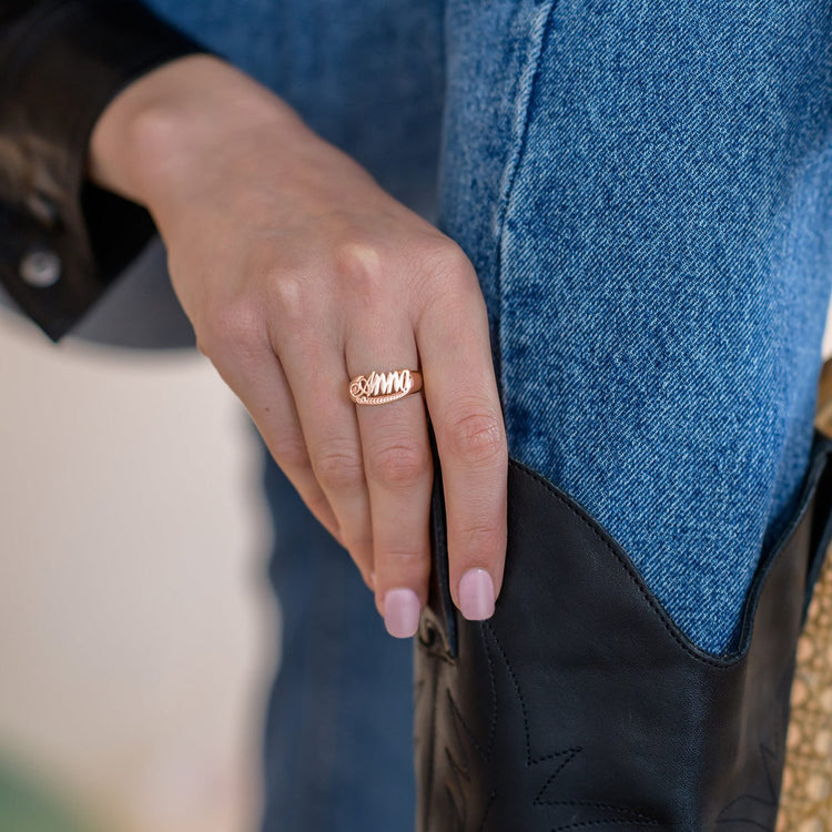 925 Sterling Silver Throwback Name Ring