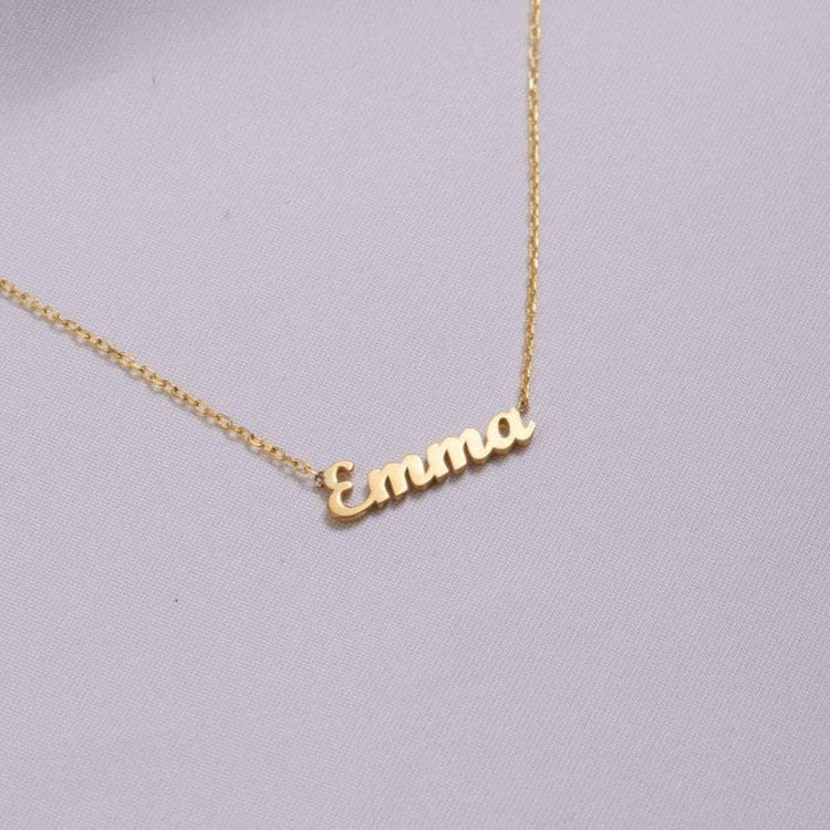 925 Sterling Silver Tiny Gold Personalized Emma Name Necklace