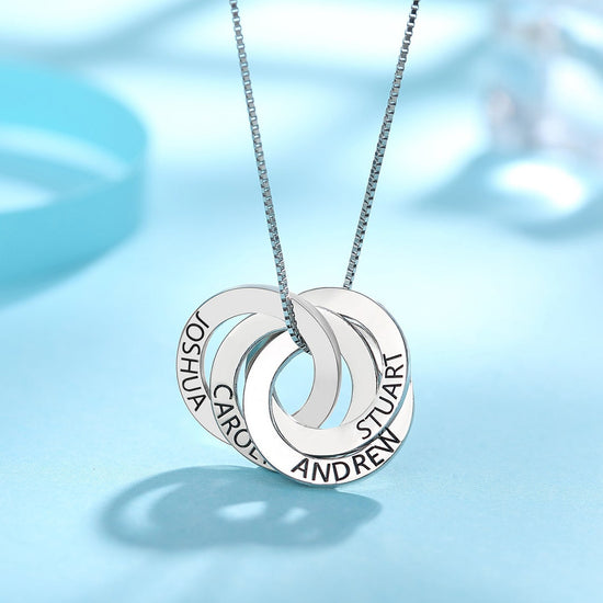 925 Sterling Silver Personalized Engraved Russian Ring Necklace - onlyone