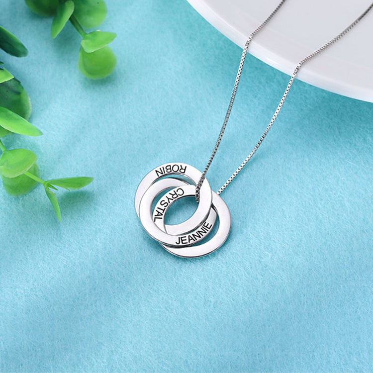 925 Sterling Silver Personalized Engraved Russian Ring Necklace - onlyone