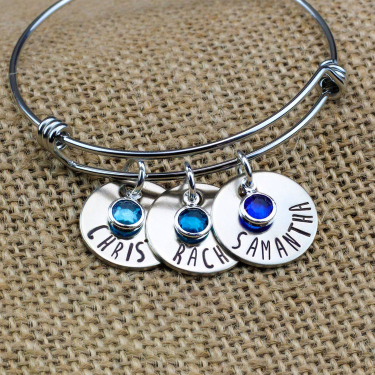 925 Sterling Silver Personalized Name Bracelet With Birthstone