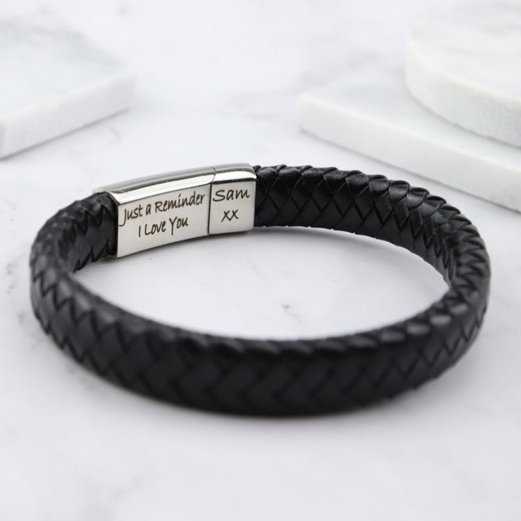 Bracelet en cuir épais tissé pour homme