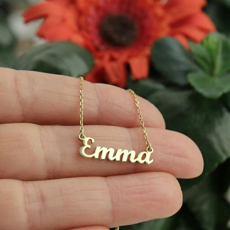 925 Sterling Silver Tiny Gold Personalized Emma Name Necklace Nameplate Necklace - onlyone