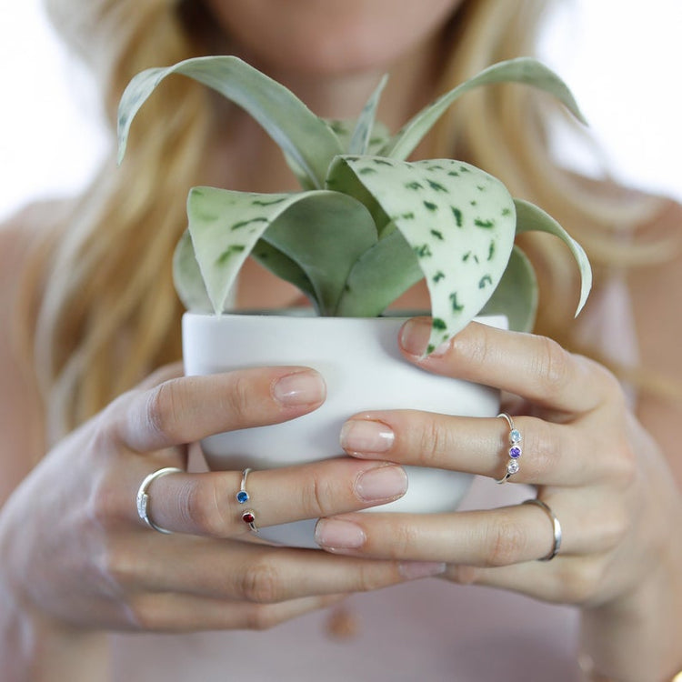 925 Sterling Silver Open Birthstone Ring