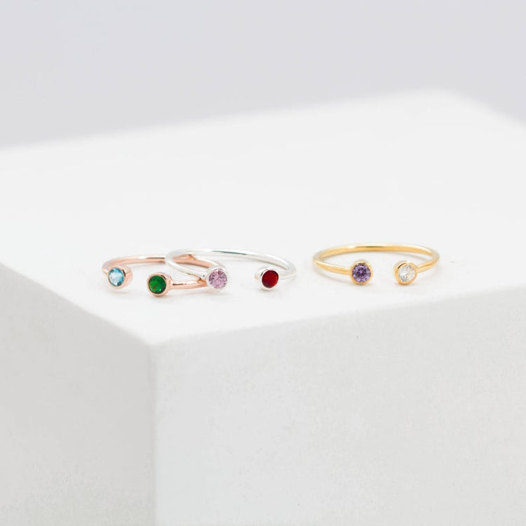 925 Sterling Silver Open Birthstone Ring