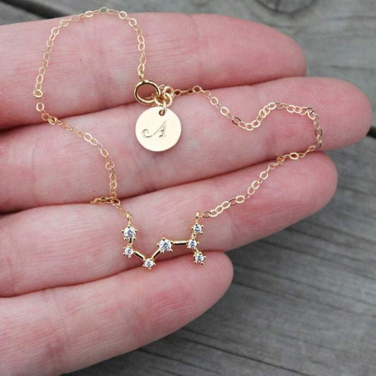 925 Sterling Silver Personalized Initial Constellation Anklet, Celestial Zodiac Anklet Chain - onlyone