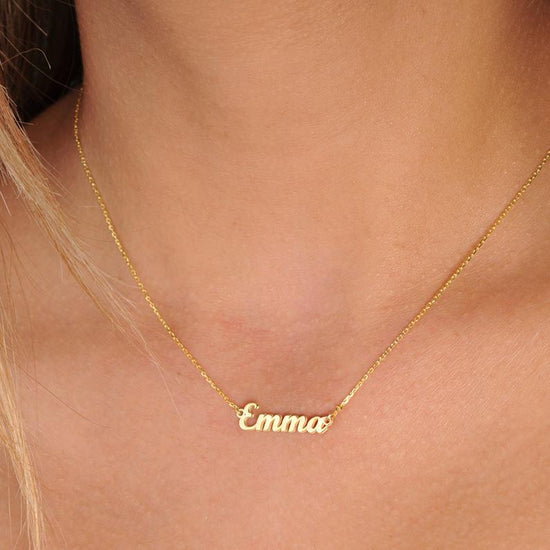 925 Sterling Silver Tiny Gold Personalized Emma Name Necklace Nameplate Necklace - onlyone