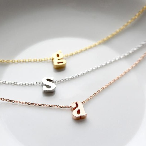 925 Sterling Silver Personalized Initial Necklace Bracelet Anklet Set