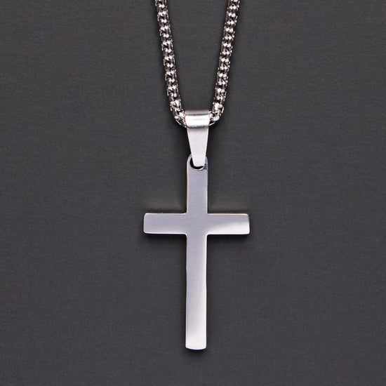 Stainless Steel Men's Silver Cross Pendant Necklace Father's Day Gift - onlyone