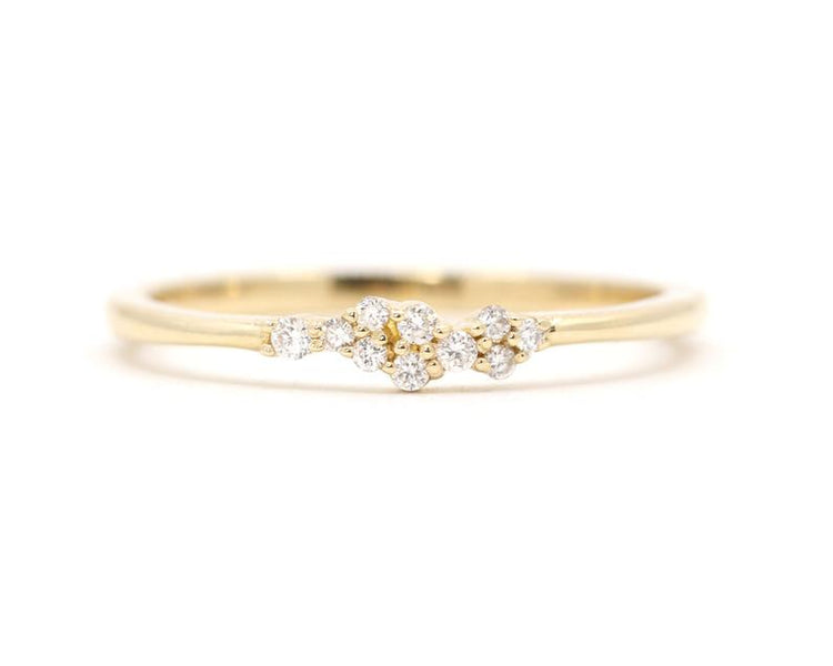 Dainty Natural Diamond Cluster Wedding Band/14K Solid gold Women's Tiny Diamond Ring/Real Diamond Wedding Band/Promise Ring/Simple Band - onlyone