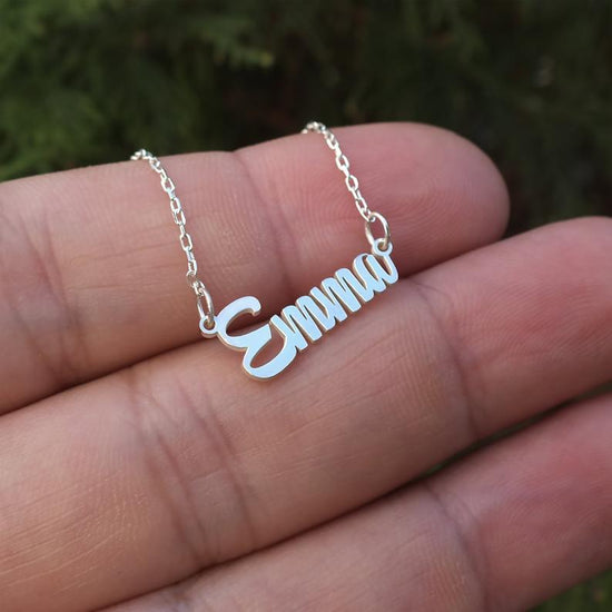 925 Sterling Silver Tiny Gold Personalized Emma Name Necklace Nameplate Necklace - onlyone