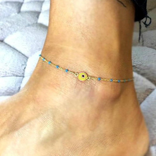 925 Sterling Silver Evil Eye Anklet, Dainty Evil eye jewelry - onlyone