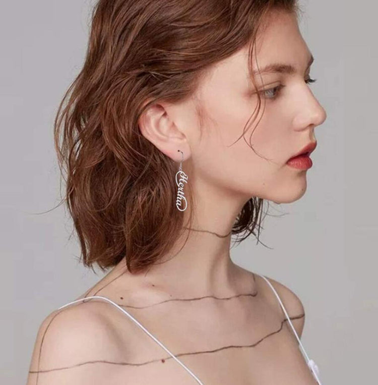 Boucles d'oreilles avec nom personnalisé en argent sterling 925/10 carats