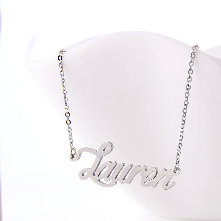 Collier avec nom personnalisé de style "Lauren" en argent sterling 925