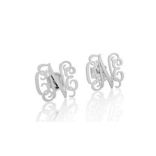 Boucles d'oreilles monogramme personnalisées en argent sterling 925