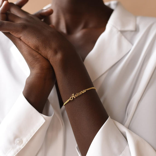 925 Sterling Silver Name Bracelet In Cuban Chain