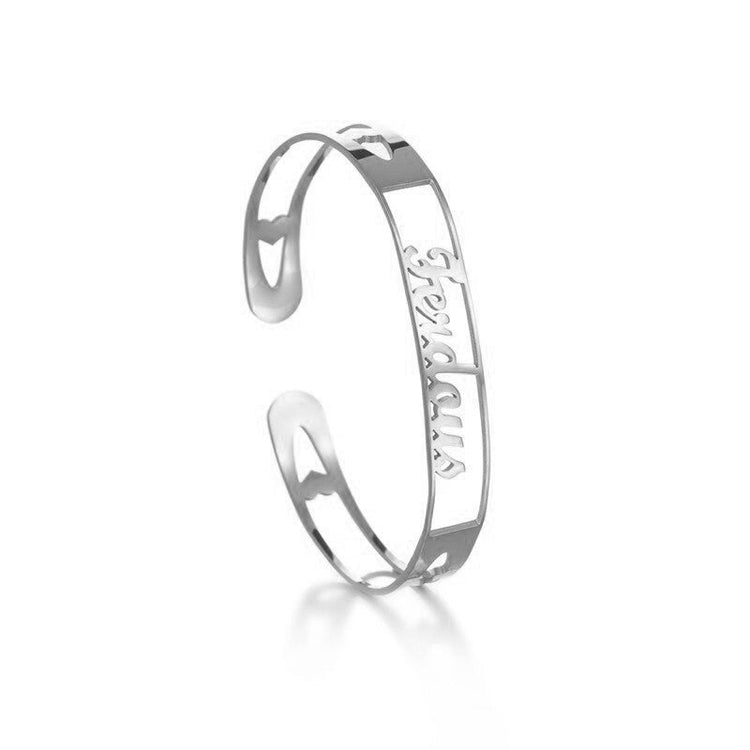 925 Sterling Silver Personalized Hollow-Out Name Cuff