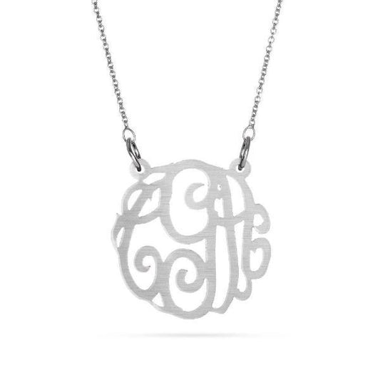 925 Sterling Silver Initial Monogram Necklace - onlyone