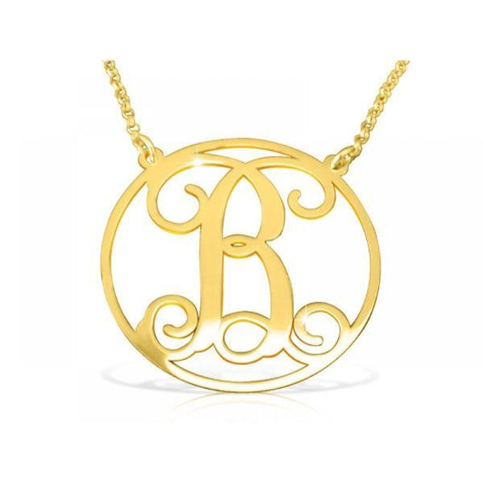 925 Sterling Silver Initial Monogram Necklace - onlyone