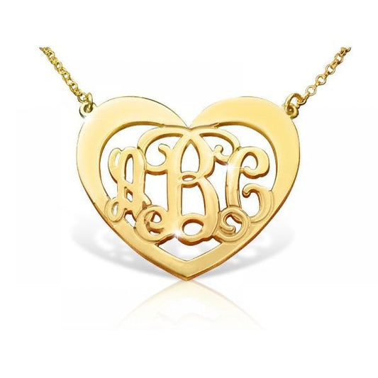 925 Sterling Silver Initial Monogram Necklace - onlyone