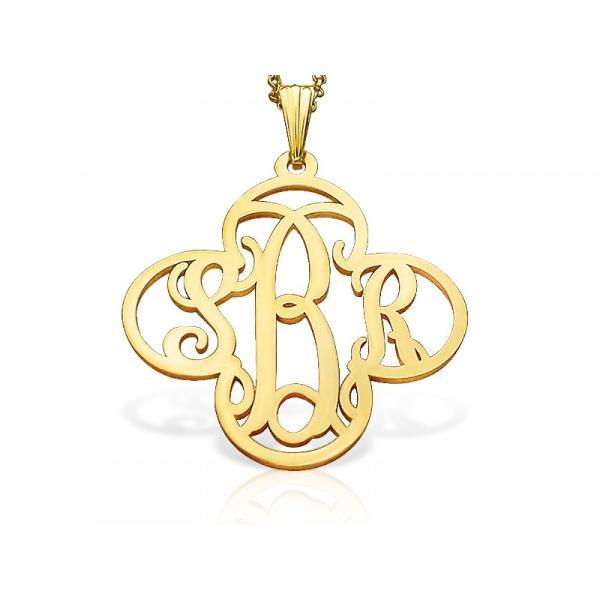 925 Sterling Silver Initial Monogram Necklace - onlyone