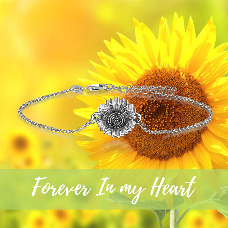 925 Sterling Silver Sunflower Cremation Bracelet Memorial Keepsake Sunflower Urn Bracelet