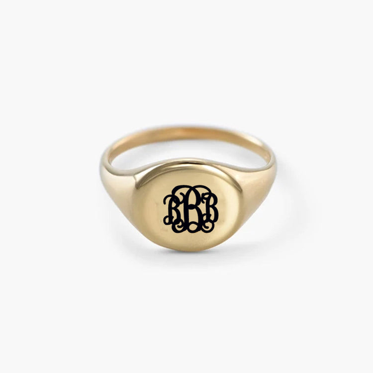 925 Sterling Silver Round Name Ring