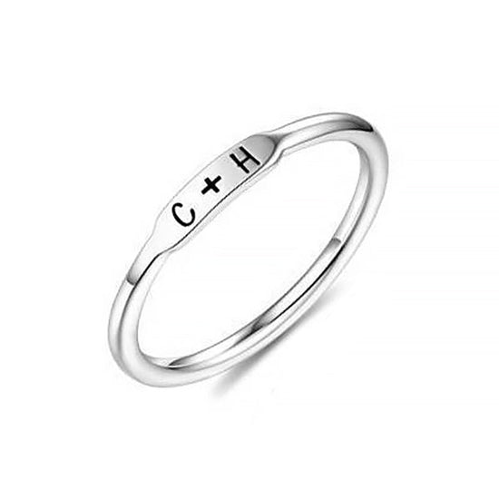 925 Sterling Silver Personalized Engraved Bar Ring, Custom Delicate Name Ring - onlyone